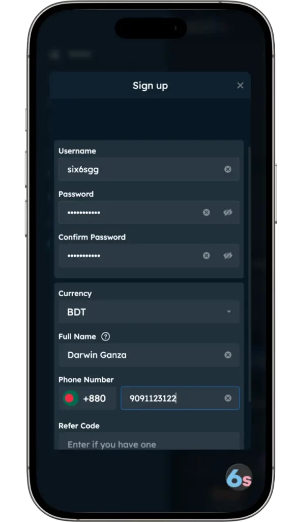 Six6s Register: 1-Minute Sign Up & Rewards for BD Users 2 Six6s Register
